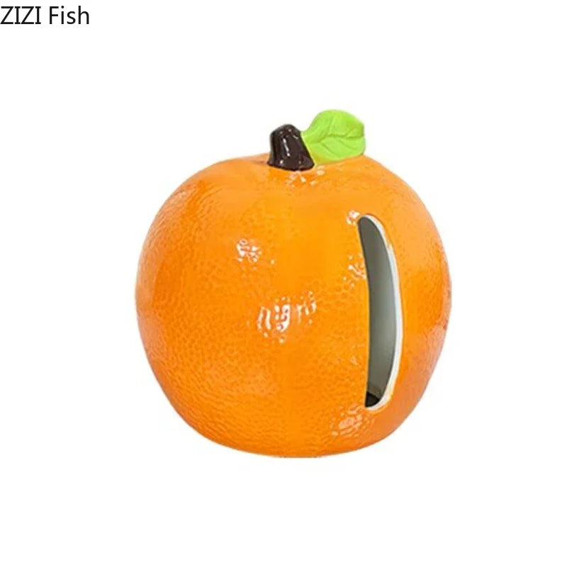 Afralia™ Ceramic Tangerine Tissue Box - Table Decoration & Paper Towel Case