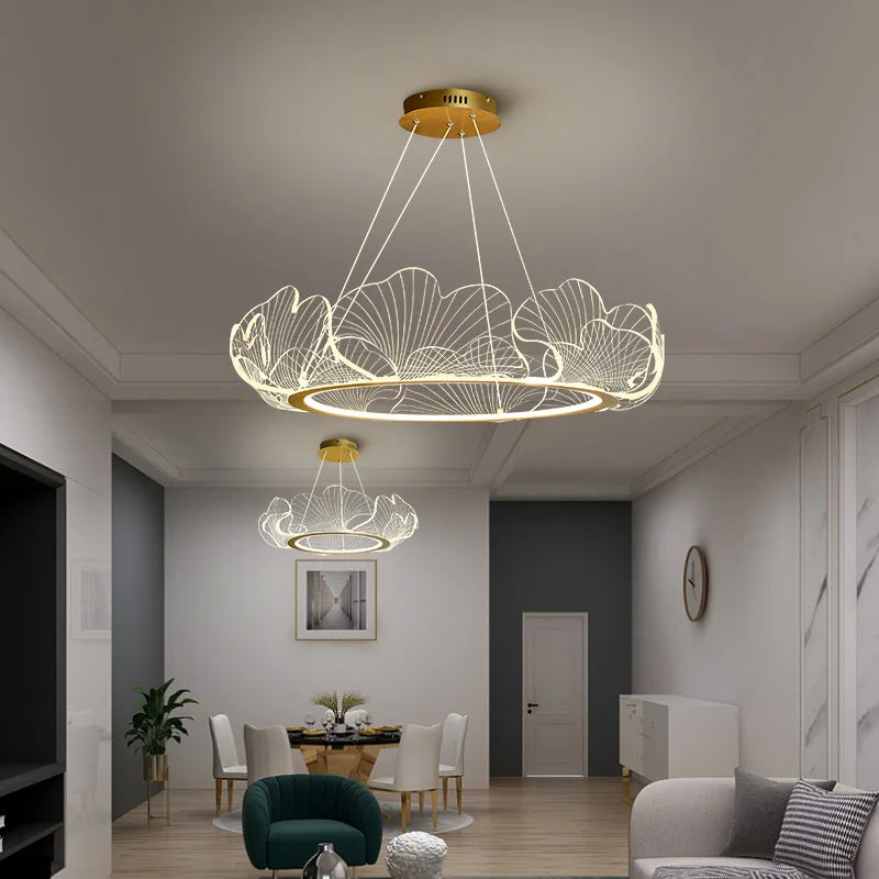 Afralia™ Ginkgo Leaf Chandelier Nordic Pendant Light for Living Dining Bedroom