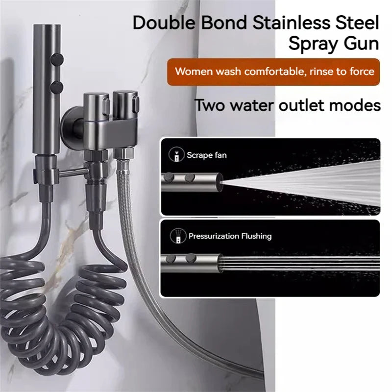 Afralia™ Stainless Steel Toilet Spray Gun Set with 2 Modes: Bathroom Cleaning Essential