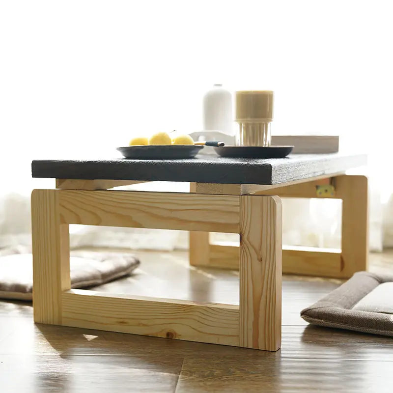 Afralia™ Solid Wood Tatami Small Tea Table - Folding Japanese Style Balcony Coffee Table