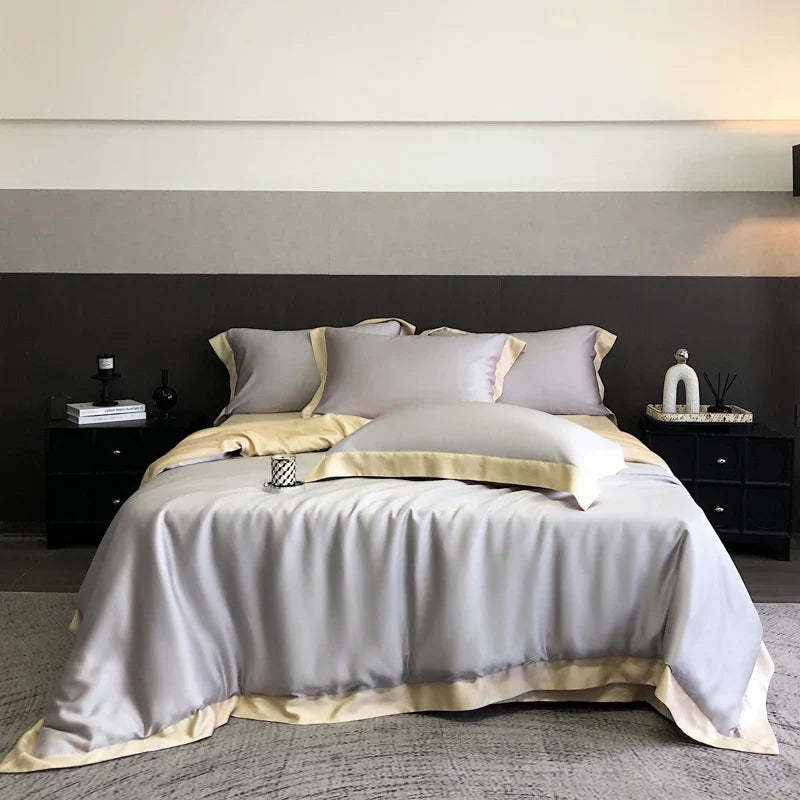 Afralia™ 600TC Lyocell Eucalyptus Fiber Bedding Set: Duvet Cover, Bed Sheet, Pillowcases