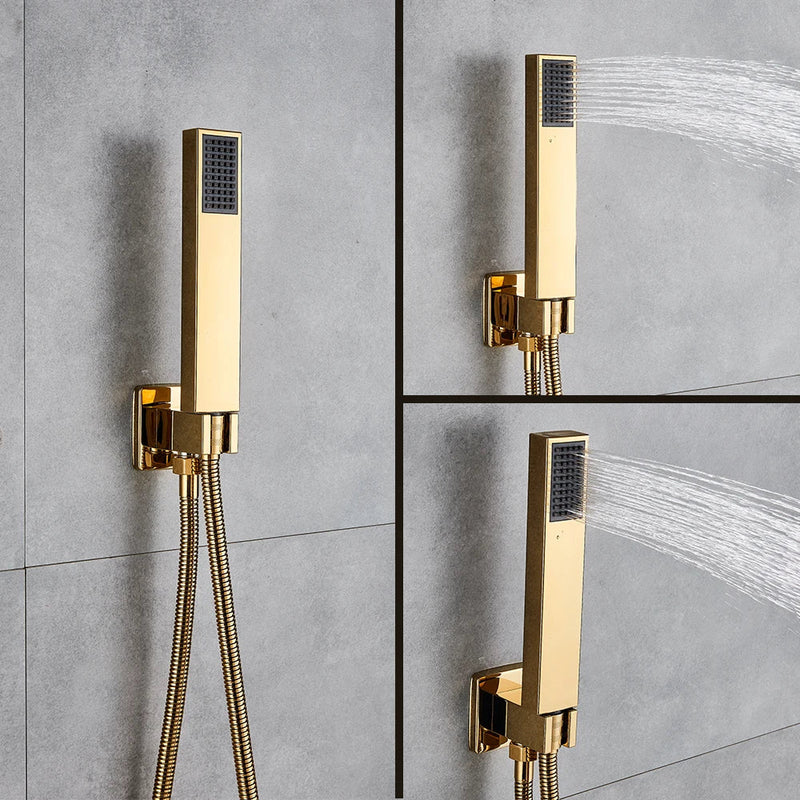 Afralia™ Gold Digital Shower Set with 3-Functions LED Rainfall Head