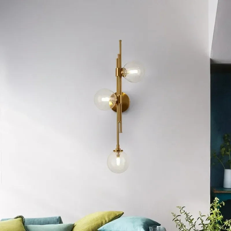 Afralia™ Modern Glass Ball Wall Lamp for Living Room Bedroom Study Bedside Loft Mirror Light