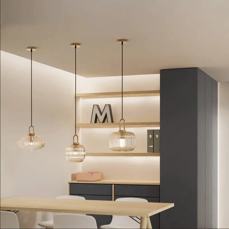 Afralia™ Pumpkin Glass Nordic Pendant Lights for Bedroom Dining Kitchen Island