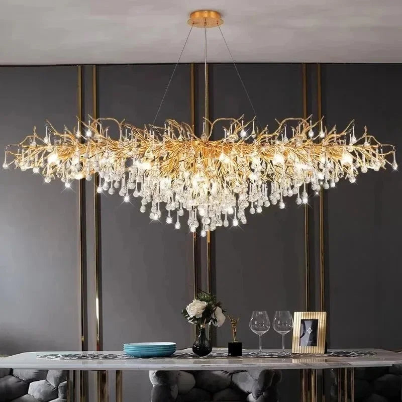 Afralia™ Modern Luxury Gold LED Crystal Chandelier for Living Room