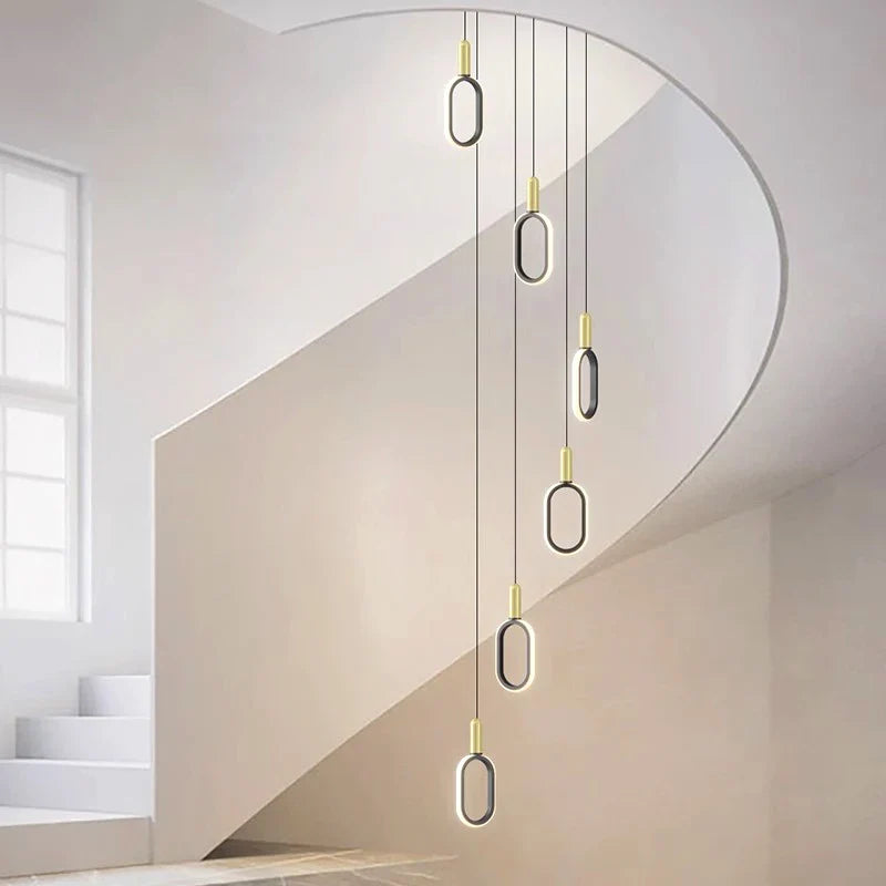 Afralia™ Modern Stair Chandelier Pendant Light LED Ceiling Lamp for Living Room