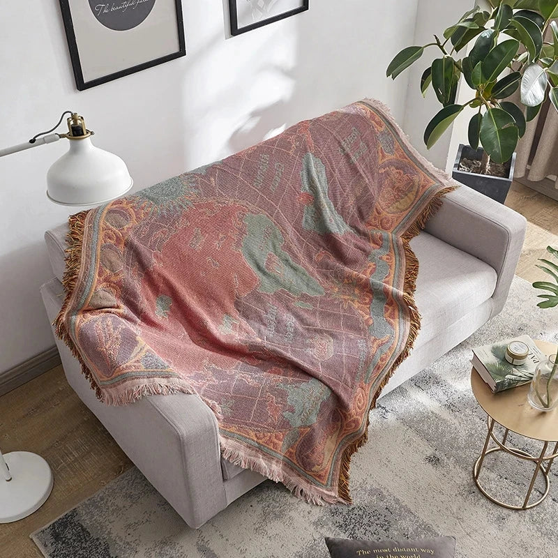 Afralia™ Bohemian Cotton Plaid Sofa Blanket - Anti-Slip Knitted Decorative Home Cover