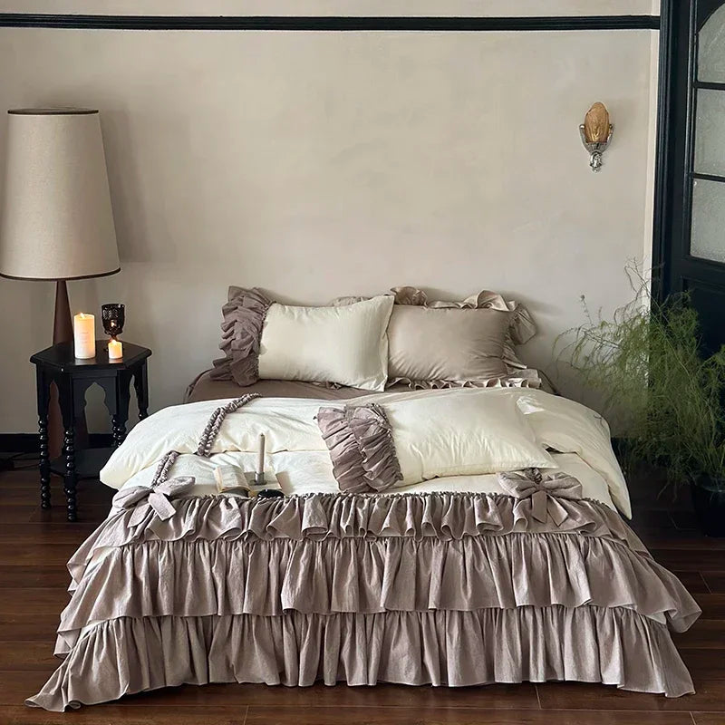 Afralia™ Princess Cotton Bedding Set King Queen Double Size Duvet Cover Sets