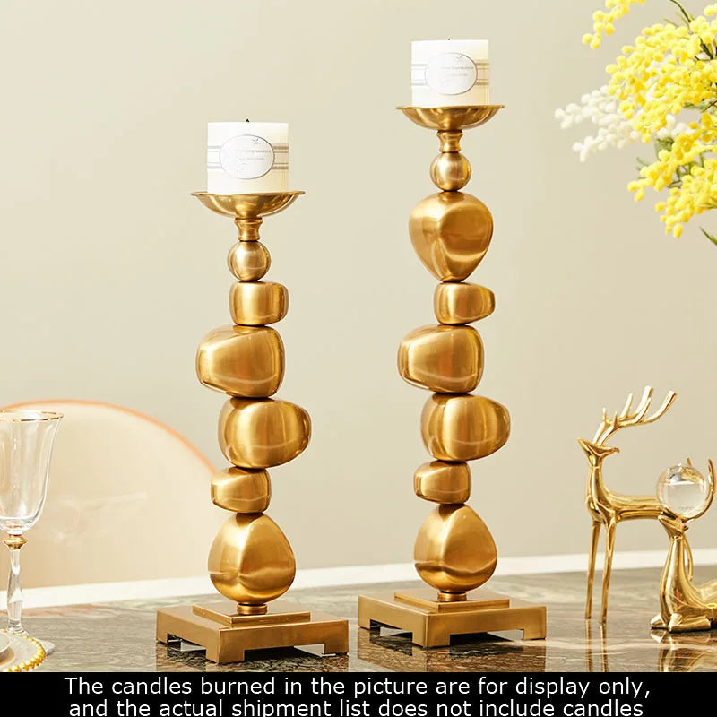 Afralia™ Golden Alloy Stone Pile Candle Holder Ornament Home Aroma Container