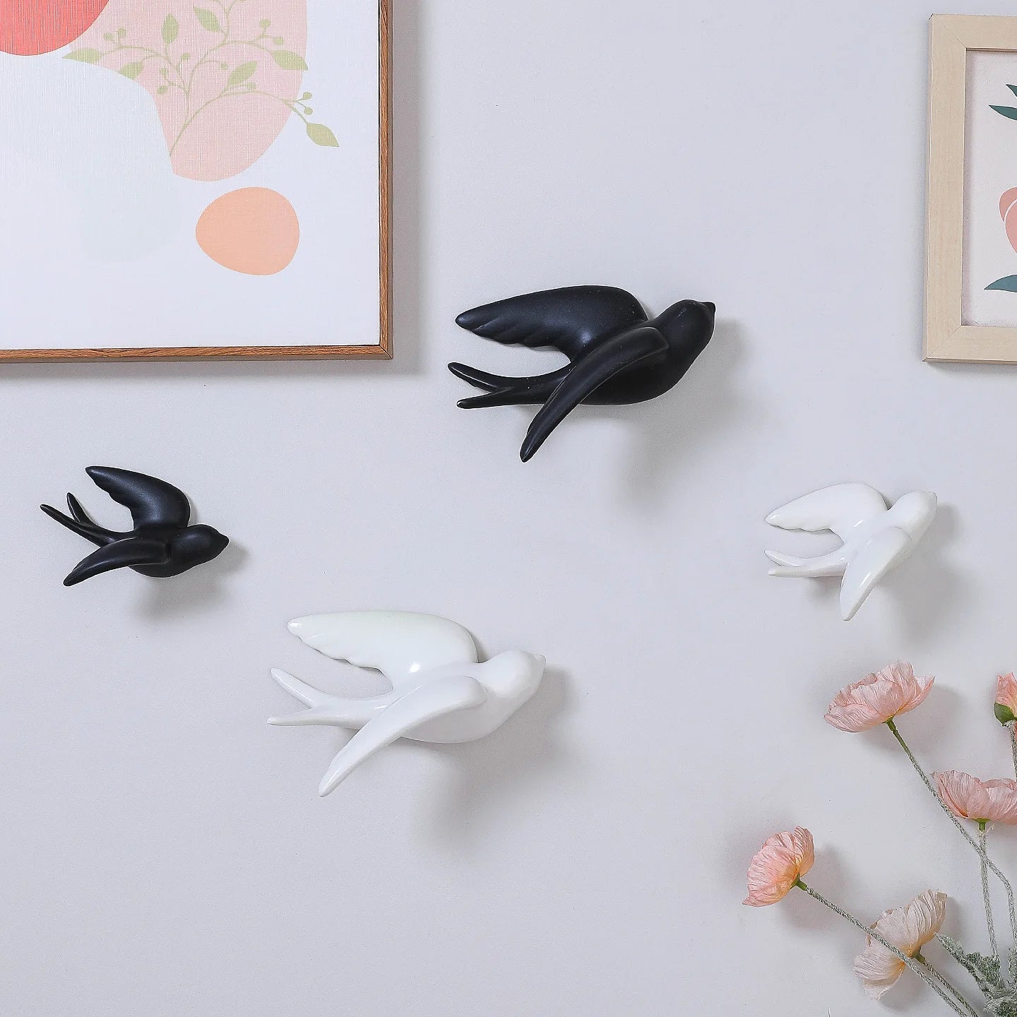 Afralia™ Swallow Ceramic Wall Decor Handicrafts: Stylish 3D Bird Background Room Accessories