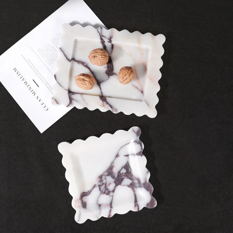 Afralia™ Calacatta Viola Marble Tray: Luxury Vanity & Kitchen Decor Tray