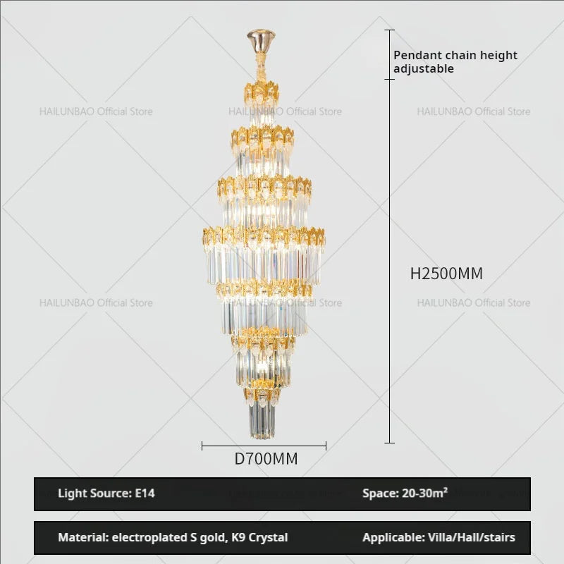 Afralia™ Crystal Staircase Chandelier: Luxurious European Style for Villa Living
