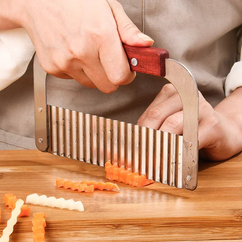 Afralia™ Stainless Steel Wavy Cutter for Crinkle Cut Fries and Veggie Slicing