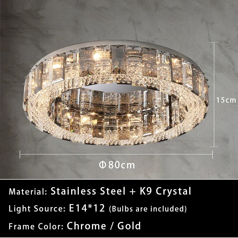Afralia™ Crystal Pendant Chandelier LED Ceiling Light for Restaurant Living Room Bedroom
