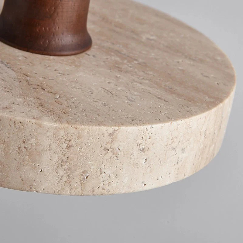 Afralia™ Stone Wood Walnut Pendant Light Chandelier for Bedroom, Cream Style, Slim Design