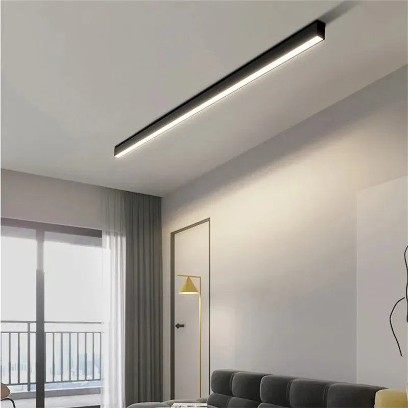 Afralia™ Black Linear LED Ceiling Light for Aisle, Bedroom, Dining, Living Room – Minimalist Design