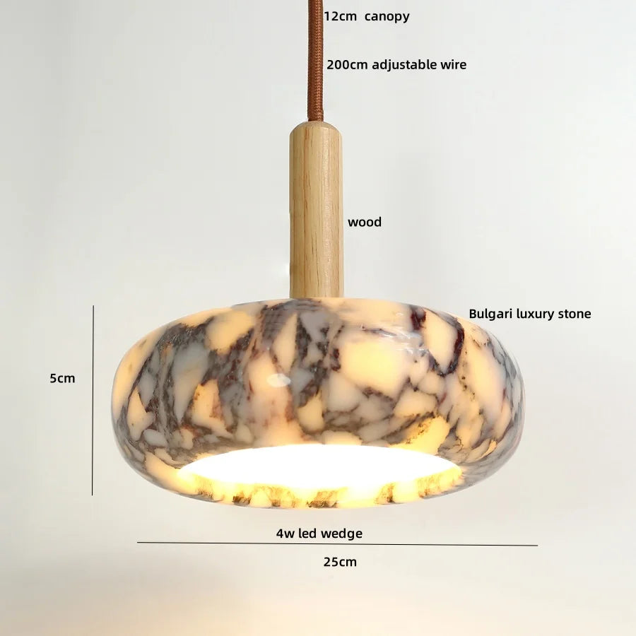 Afralia™ Marble Stone LED Pendant Light - Modern Nordic Luxury Wood Fixture
