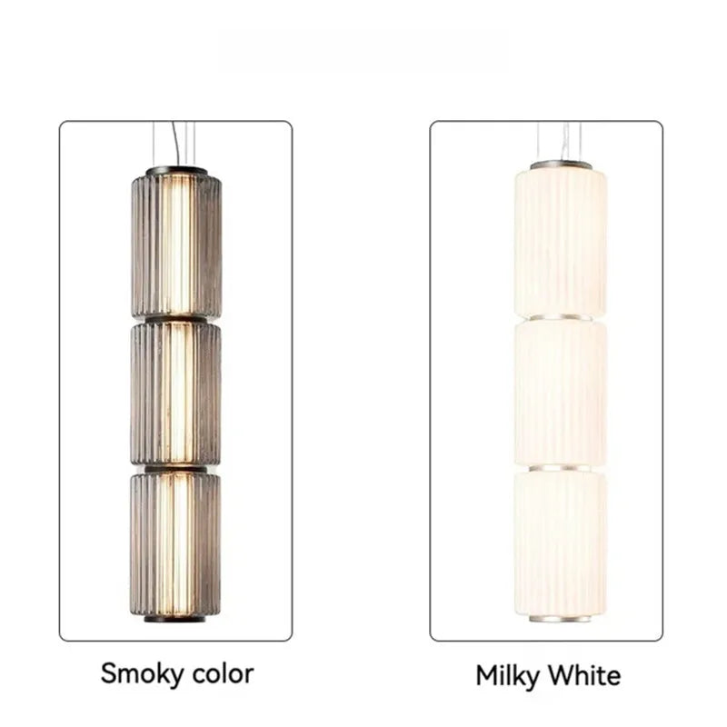 Afralia™ Modern Glass Cylinder LED Pendant Lights for Living Room & Dining Area