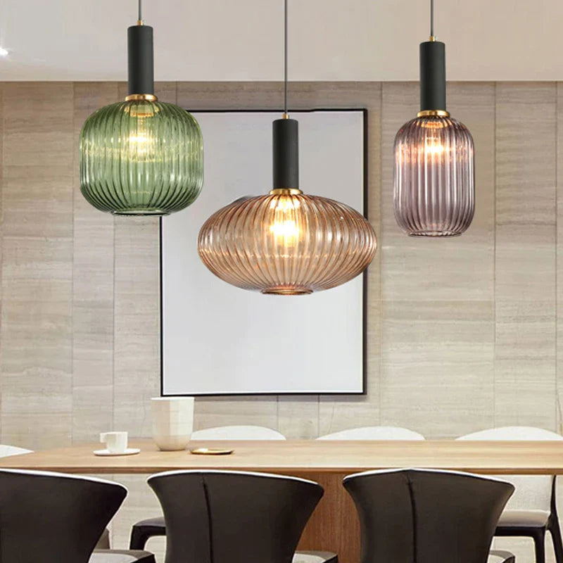 Afralia™ Gray Glass LED Pendant Lights for Modern Nordic Home Decor