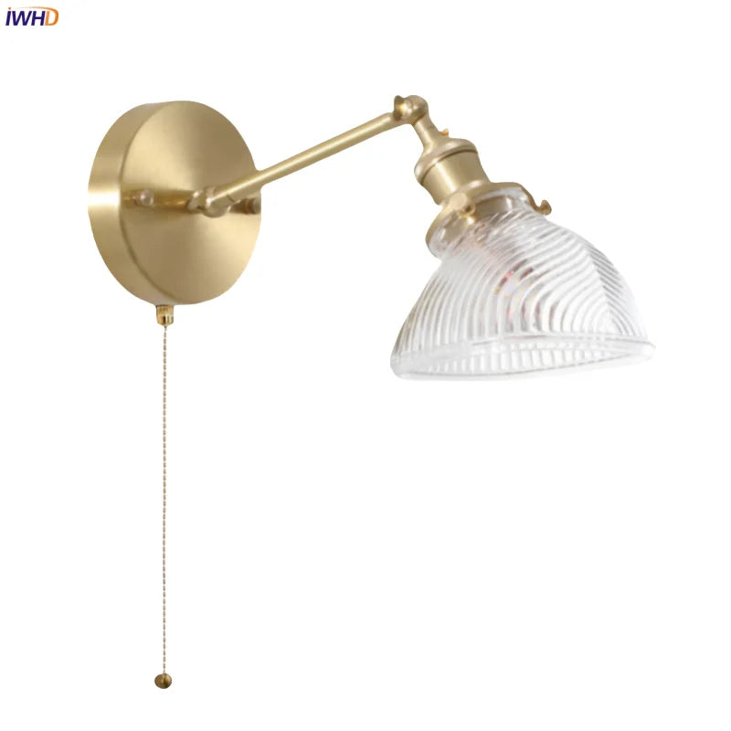 Afralia™ Glass LED Wall Lamps Pull Chain for Bedroom & Living Room