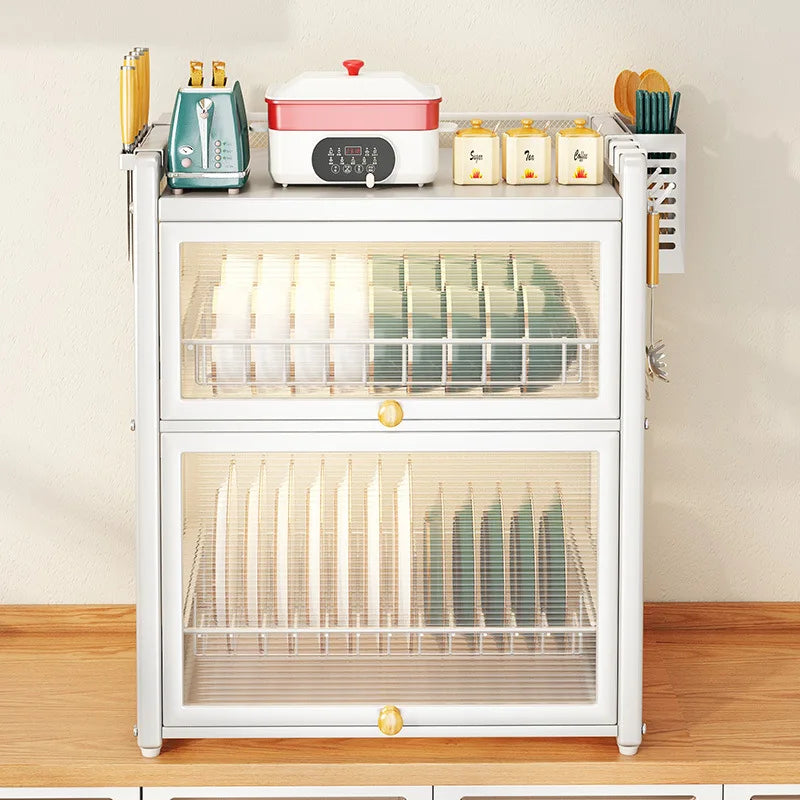 Afralia™ Double-layer Kitchen Dish Drying Rack with Chopstick Cage and Tableware Basket
