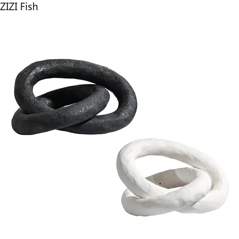 Afralia™ Marble Annular Knot Sculpture for Chic Room Decor Artistic Aesthetics