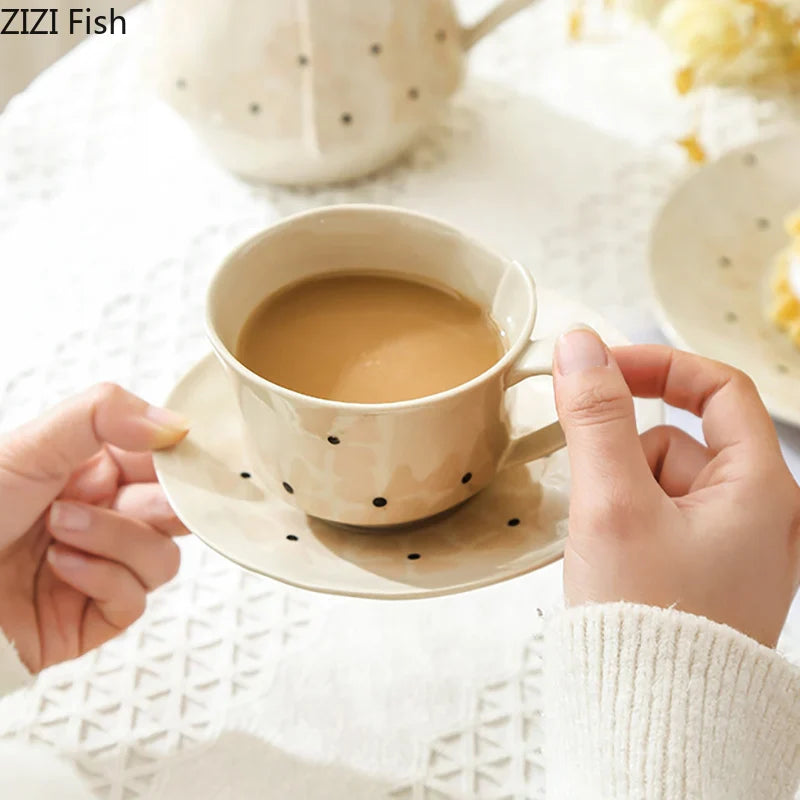 Afralia™ Cherry Blossom Ceramic Cup&Saucer - Floral Pattern Coffee Mug Milk Tea Juice Container