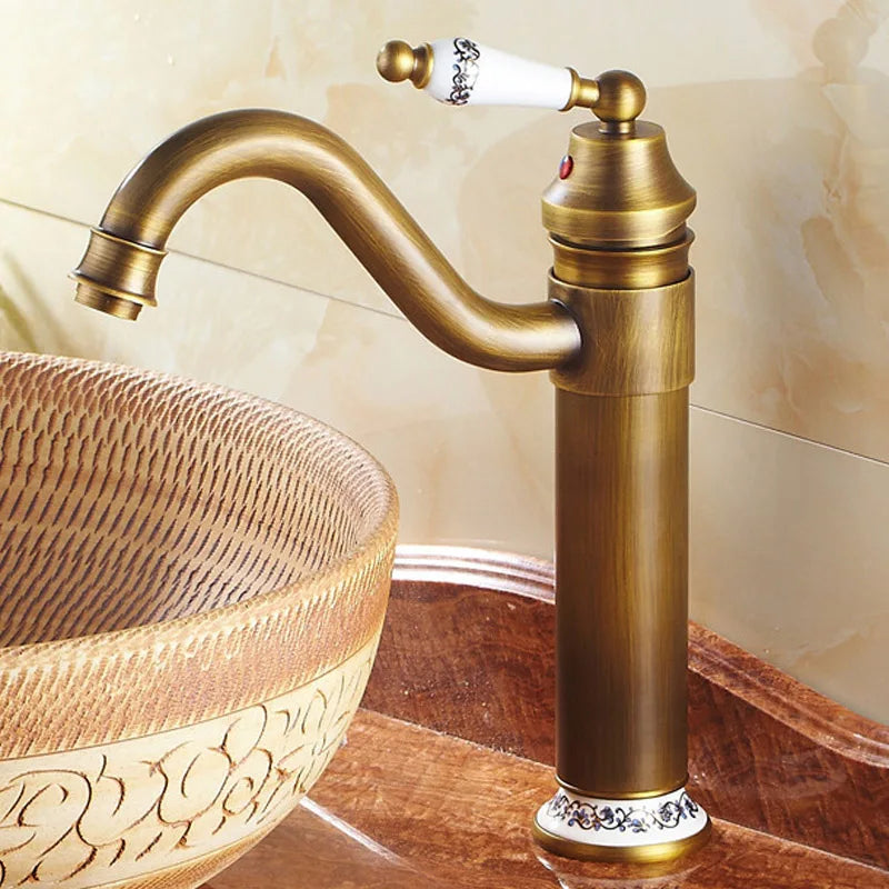 Afralia™ Antique Bronze Finish Bathroom Sink Faucet - Basin Tap YT-5050