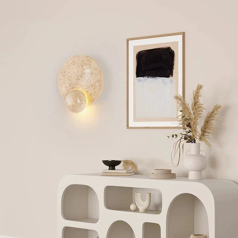 Afralia™ Round Stone Wall Lamp: Modern Nordic Bedroom Lighting for Wabi-sabi Atmosphere