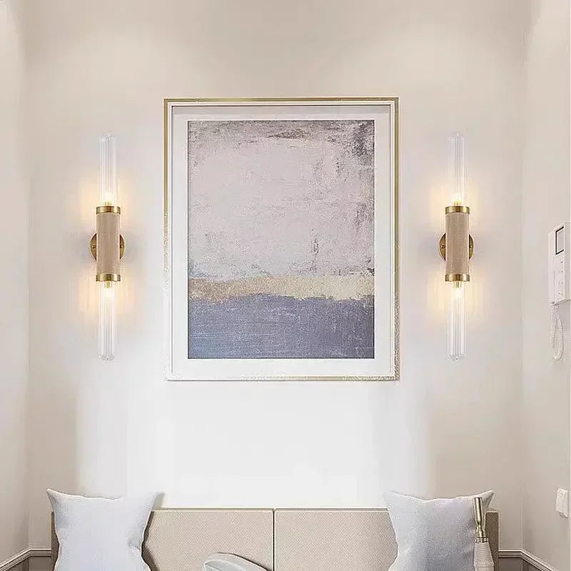 Art Deco Clear Glass Wall Lamp Gold Metal G9 Bulb Home Lighting Sconce Afralia™