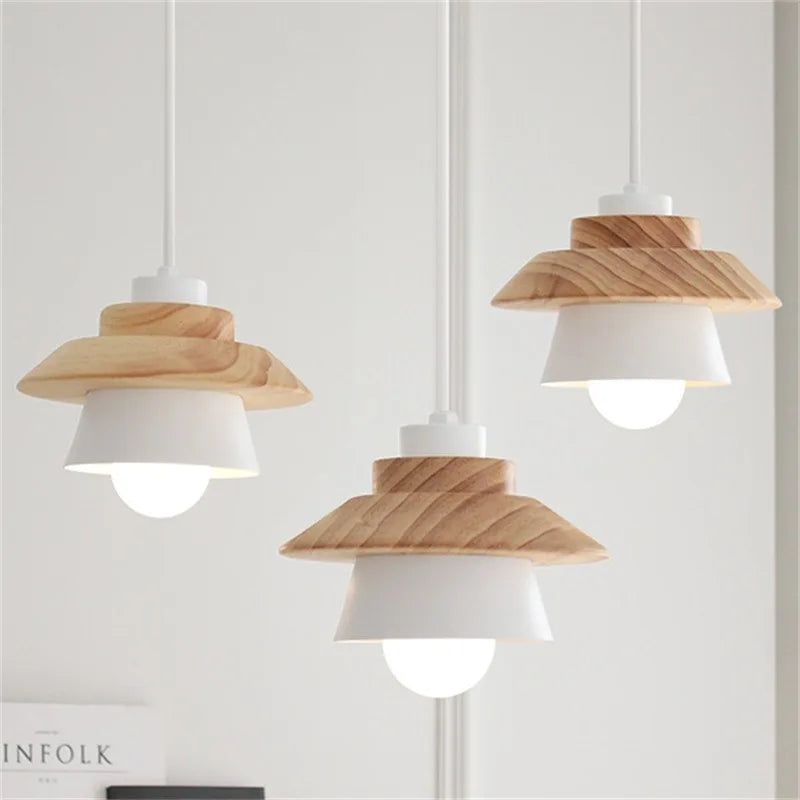 Afralia™ Modern Nordic Aluminium Wood Pendant Light Fixture Black White E27 Suspension Luminaire