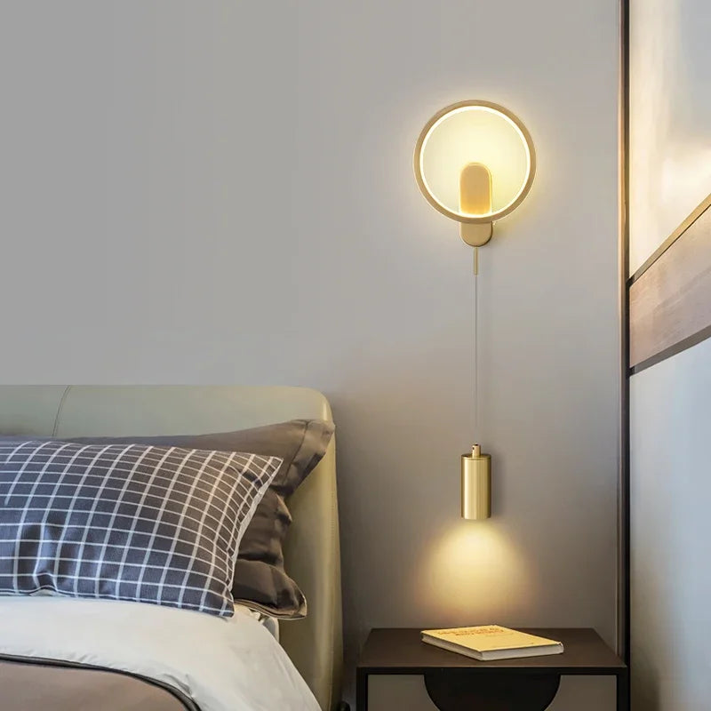 Afralia™ LED Moon Wall Light American Style Bedroom Decor Copper Wall Lamp