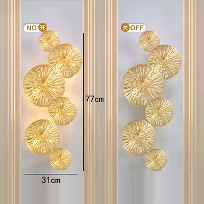 Afralia™ Gold Flower Copper Frame Wall Sconce for Hotel Dining Room Lighting