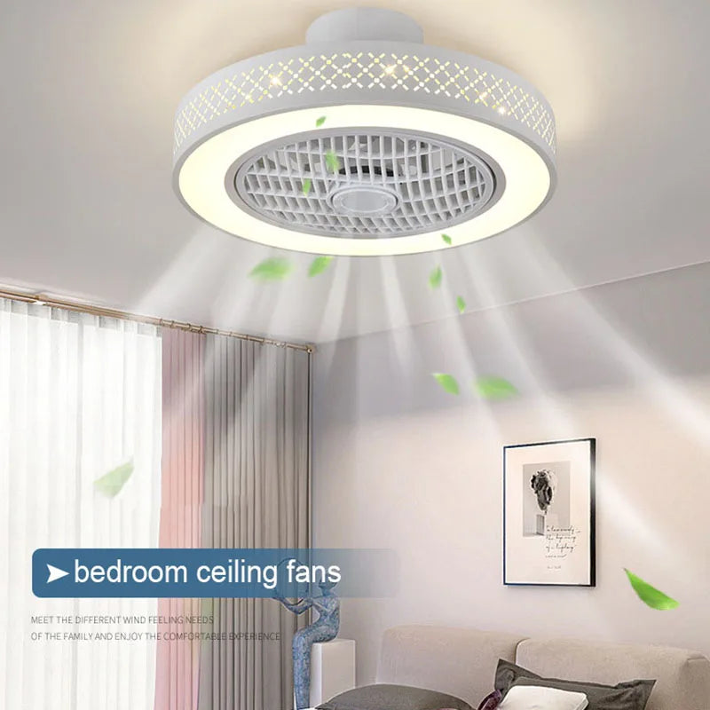 Afralia™ Bedroom LED Ceiling Fan Light with Remote Control - Small, Modern Chandelier