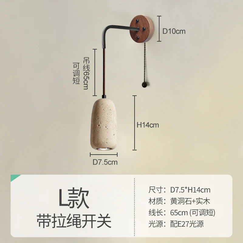 Afralia™ Yellow Cave Wall Lamp with Pull Switch for Bedroom and Living Room