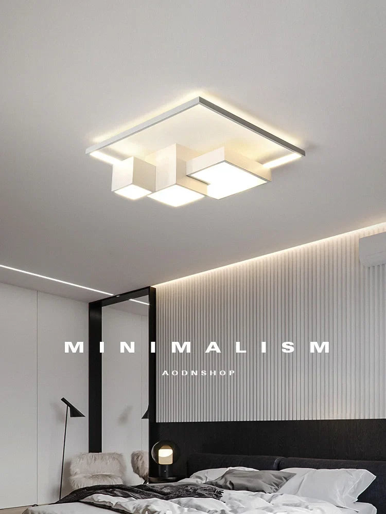 Afralia™ Nordic Square Ceiling Lamp Modern Minimalist Bedroom Lighting