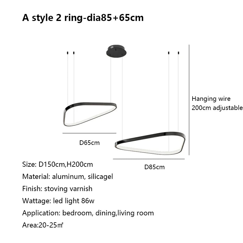 Afralia™ Nordic Geometry Ring LED Chandelier for Living Room Dining Minimalist Bedroom