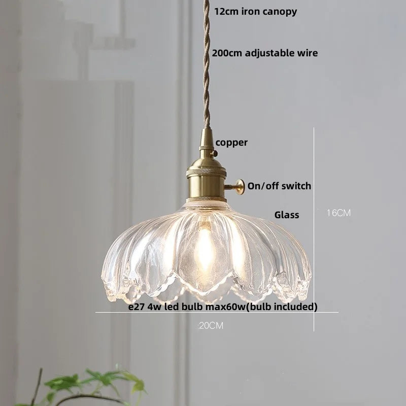Afralia™ Amber Glass LED Pendant Lamp Modern Nordic Hanging Light