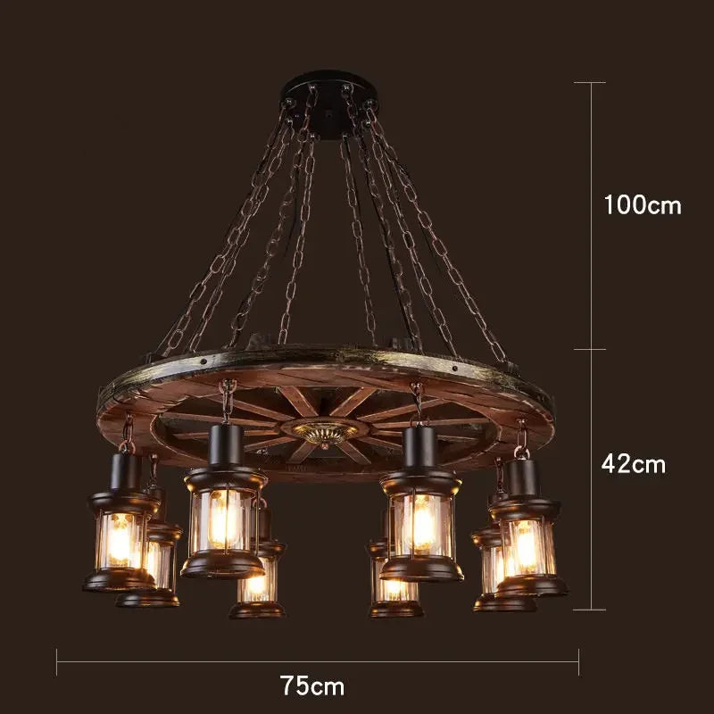 Afralia™ Wooden Chandelier: American Country Pendant Light for Cafe, Clothing, and Home