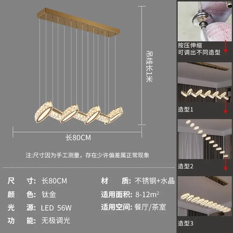 Afralia™ Crystal Chandelier Stair Pendant Light Living Room Interior Lighting