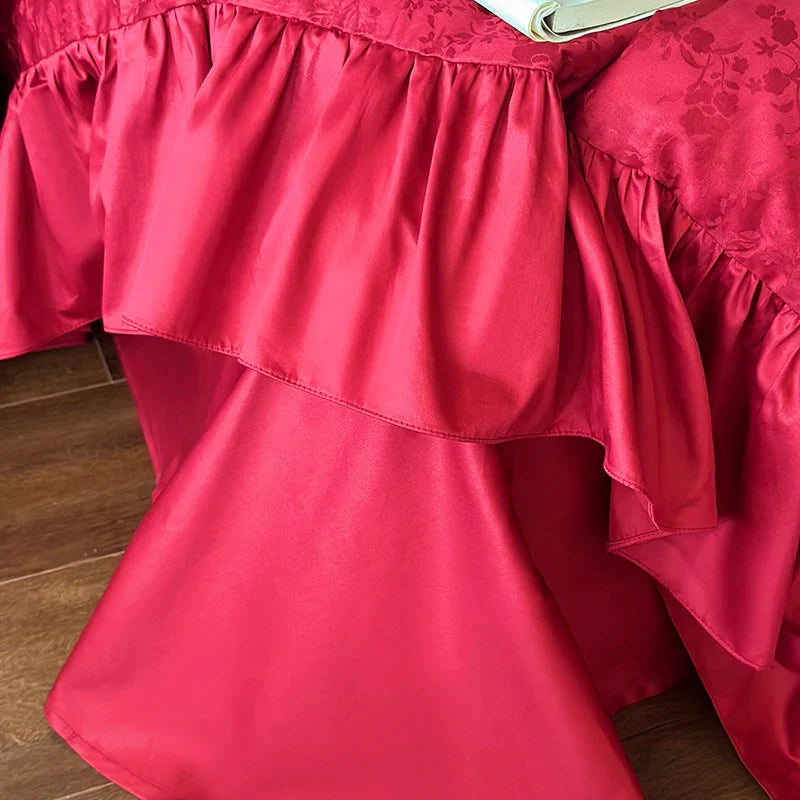 Afralia™ Luxury 100S Egyptian Cotton Bedding Set Queen King Size Red Underwear