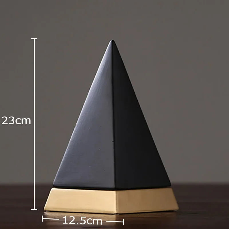 Afralia™ Marble Pyramid Ceramic Sculpture Modern Room Decor Craft Ornament