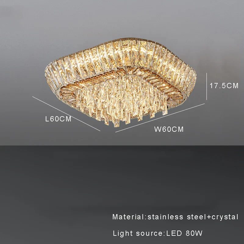 Afralia™ Amber Crystal Ceiling Chandelier: Luxe LED Home Decor Light Fixture