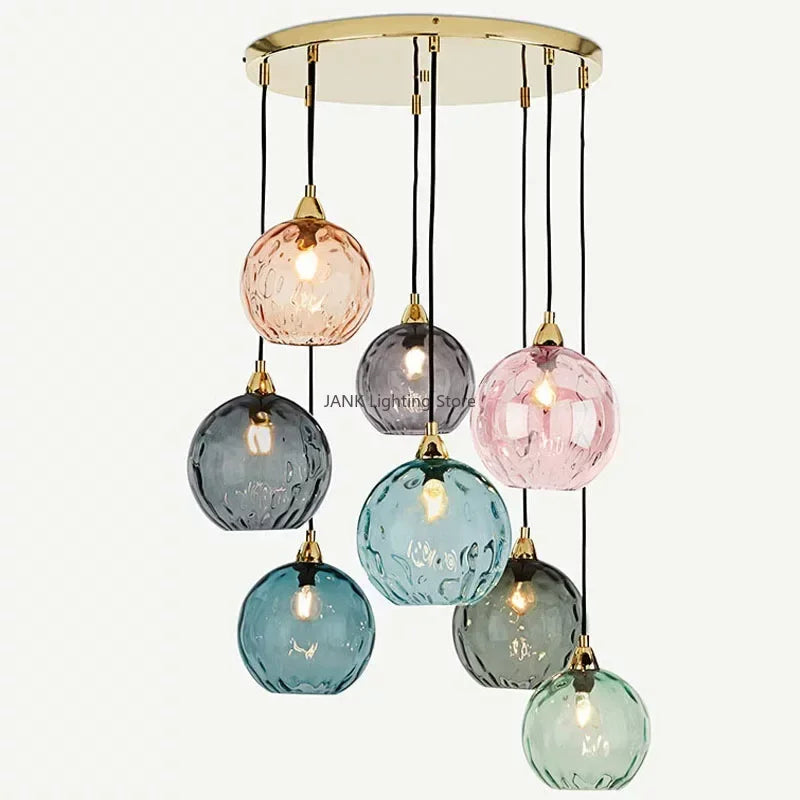 Afralia™ Stained Glass Chandelier: Classical Color Hanging Lamp Fixture for Living Room