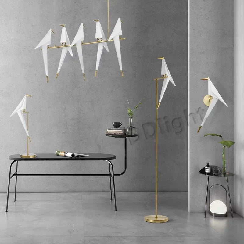 Afralia™ Paper Crane Bird Chandelier Pendant - Modern Creative Home Decor for Living Room
