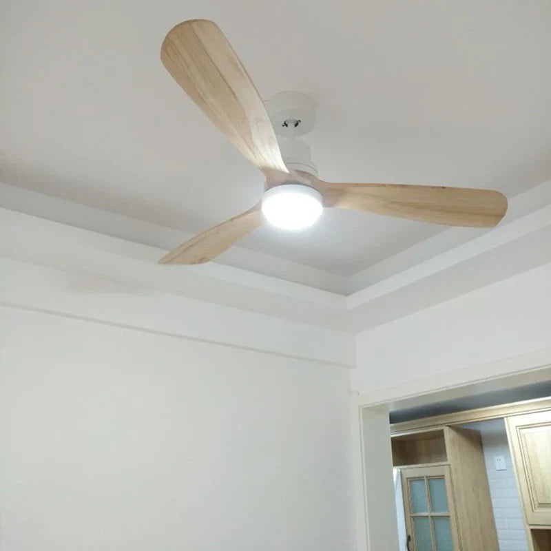 Afralia™ 52 Inch Retro Ceiling Fan with Wooden Blades and 15W Ceiling Lights