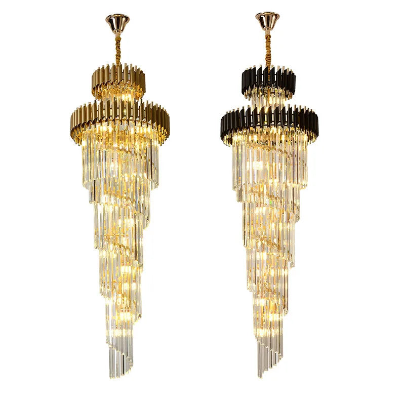 Afralia™ Modern Crystal Chandelier - Loft Black and Gold Villla Living Room Lighting