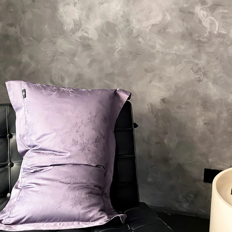 Afralia™ Satin Jacquard Bedding Set, Luxury Purple Flowers, Duvet Cover, Bed Sheet