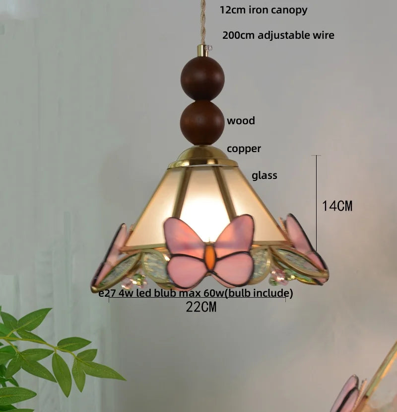 Afralia™ Butterfly Tiffany Glass Pendant Lamp Modern Nordic LED Hanging Light
