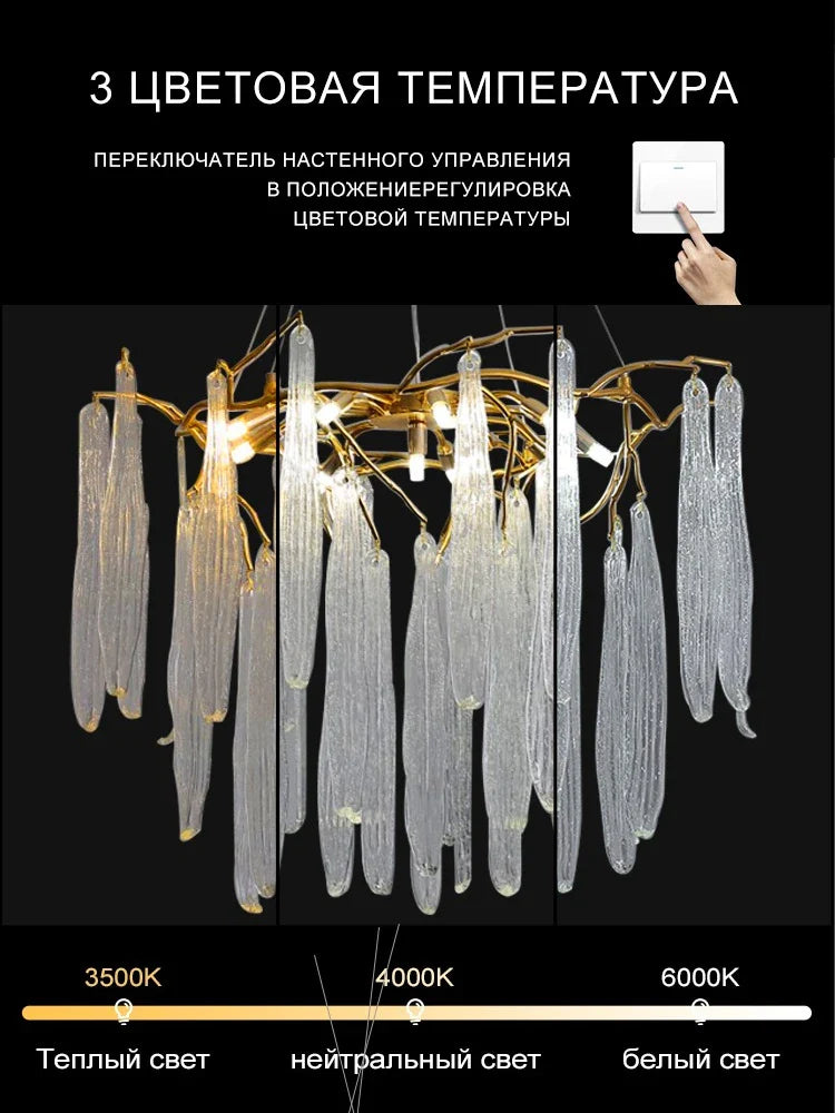 Afralia™ Gold Crystal Pendant Chandeliers - Modern Luxury Hanging Lighting for Living Room